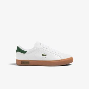 Lacoste Powercourt Leather Heel Pop Sneakers Wht/Gum | ZDWH-72619