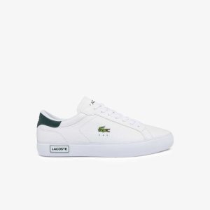 Lacoste Powercourt Leather Sneakers White/Dark Green | LSOH-78593