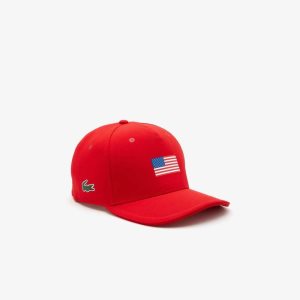 Lacoste Presidents Cup SPORT American Flag Adjustable Cap Red | CXJB-41659