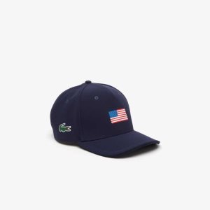 Lacoste Presidents Cup SPORT American Flag Adjustable Cap Navy Blue | LTCN-94021