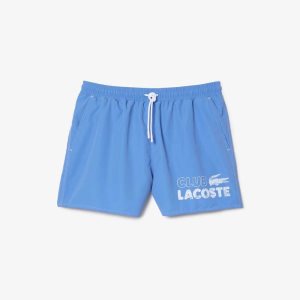 Lacoste Quick-Dry Swim Trunks with Integrated Lining Blue | KBYP-97823