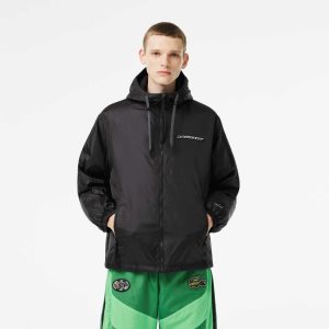 Lacoste Quilted Hooded Jacket Black | OAXD-61028