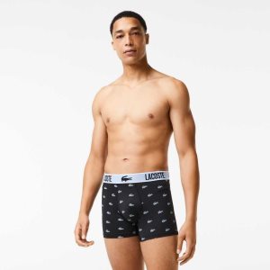 Lacoste Recycled Polyester Jersey Trunk 3-Pack Black / Dark Grey / White | BLXA-73586