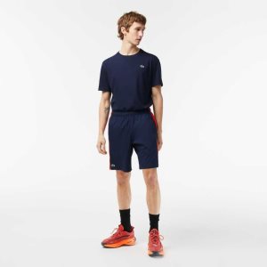 Lacoste Recycled Polyester Tennis Shorts Navy Blue / Red / Orange | LHVO-19328