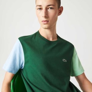 Lacoste Regular Fit Colorblock Cotton Jersey T-Shirt Green / Blue / Light Green | CEON-09416