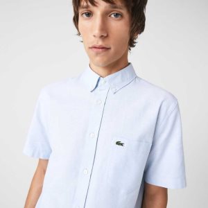 Lacoste Regular Fit Cotton Shirt Blue | IVDE-74653