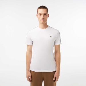 Lacoste Regular Fit Logo Stripe T-Shirt White | GCQX-21059