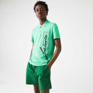 Lacoste Regular Fit Signature Cotton Pique Polo Green | BEUK-93074