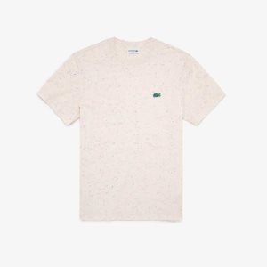 Lacoste Regular Fit Speckled Print Cotton Jersey T-Shirt Beige | OPUK-54718