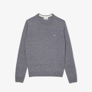 Lacoste Regular Fit Speckled Print Wool Jersey Sweater Grey Chine | GKWL-94105