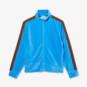 Lacoste Regular Fit Velvet Zip Sweatshirt Blue | LXHS-97324