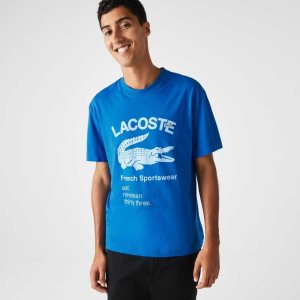 Lacoste Relaxed Fit Crocodile T-Shirt Blue | UBJN-75234