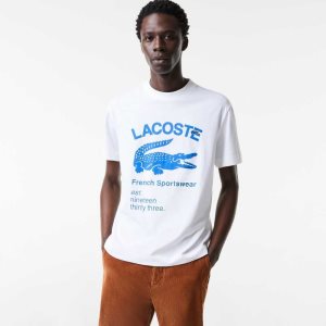 Lacoste Relaxed Fit Crocodile T-Shirt White | TXFE-81057