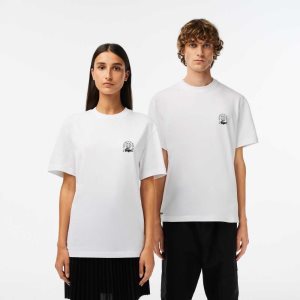 Lacoste Relaxed Fit Organic Cotton Jersey T-Shirt White | GBOX-40362