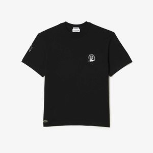 Lacoste Relaxed Fit Organic Cotton Jersey T-Shirt Black | IXKW-85603
