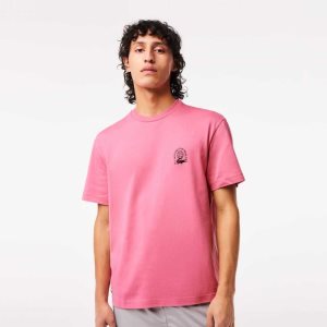 Lacoste Relaxed Fit Organic Cotton Jersey T-Shirt Pink | ZWNP-97562