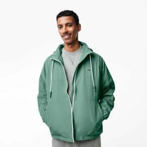 Lacoste Removable Hood Water-Repellent Jacket Khaki Green | HPAS-70658