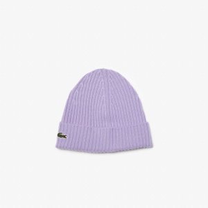 Lacoste Ribbed Wool Beanie Purple | BAJX-34162