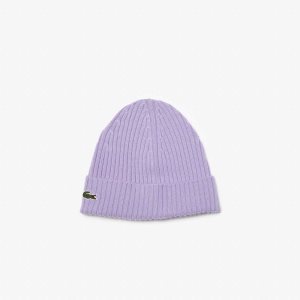 Lacoste Ribbed Wool Beanie Purple | FMXK-78261