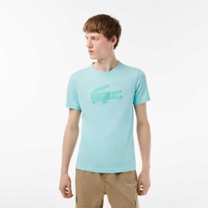 Lacoste SPORT 3D Print Crocodile Breathable Jersey T-Shirt Light Green / Green | USVD-42976