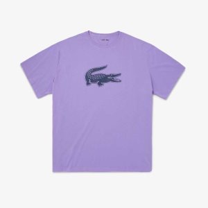 Lacoste SPORT Big Fit Breathable Logo T-Shirt Purple / Navy Blue | YAWH-15627