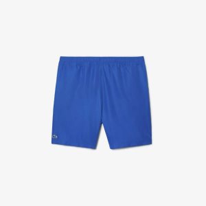 Lacoste SPORT Big Fit Logo Stripe Shorts Blue | RMVO-76841