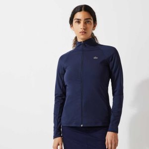 Lacoste SPORT Breathable Ergonomic Zip Golf Jacket Navy Blue | VGBO-06895