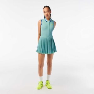 Lacoste SPORT Built-In Short Pleated Tennis Dress Green / Light Green | LZHX-96483