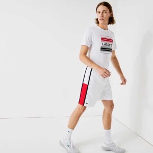 Lacoste SPORT Colorblock Panels Lightweight Shorts White / Red / Black | POQK-65492