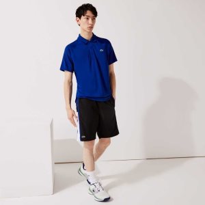 Lacoste SPORT Colorblock Panels Lightweight Shorts Black / White / Blue | RYEI-93415