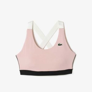 Lacoste SPORT Cross Strap Sports Bra Pink / Black / White | WZXH-27819