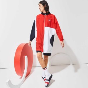 Lacoste SPORT French Sporting Spirit Edition Oversized Raincoat Navy Blue / Red / White | BINW-41768