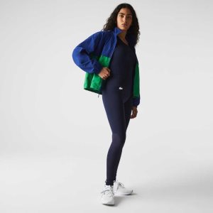 Lacoste SPORT High-Waisted Second-Skin Leggings Navy Blue | HADF-15387