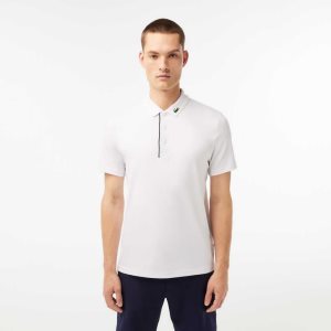 Lacoste SPORT Jersey Golf Polo Shirt White / Navy Blue | NUZW-15469