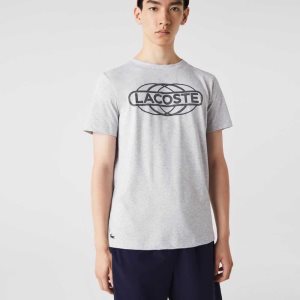 Lacoste SPORT Organic Jersey T-Shirt Grey Chine | AUCG-48532