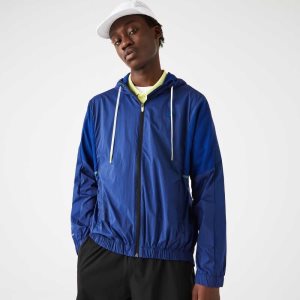 Lacoste SPORT Packable Nylon Zip Jacket Blue / Black | FPOB-31052