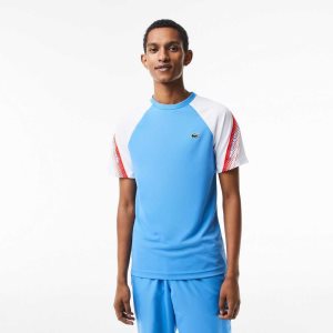 Lacoste SPORT Regular Fit Logo Stripe T-Shirt Blue / White | SABY-68375