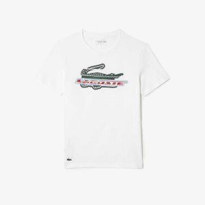 Lacoste SPORT Regular Fit Organic Cotton T-Shirt White | NUDV-91236