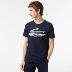 Lacoste SPORT Regular Fit Organic Cotton T-Shirt Navy Blue | SDBT-72013