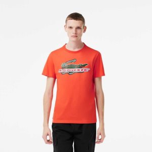 Lacoste SPORT Regular Fit Organic Cotton T-Shirt Orange | SEIA-23169