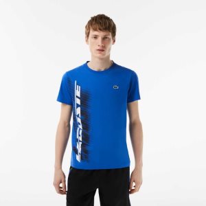 Lacoste SPORT Regular Fit T-Shirt with Contrast Branding Blue | CEUH-43275