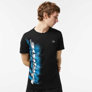 Lacoste SPORT Regular Fit T-Shirt with Contrast Branding Black | DIYU-12395