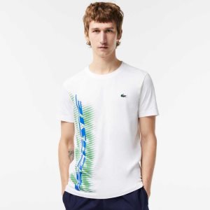 Lacoste SPORT Regular Fit T-Shirt with Contrast Branding White | IUYK-57694