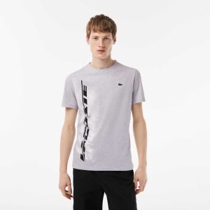 Lacoste SPORT Regular Fit T-Shirt with Contrast Branding Grey Chine | XJDC-57206