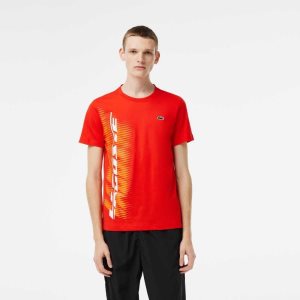 Lacoste SPORT Regular Fit T-Shirt with Contrast Branding Red | ZOIB-45073