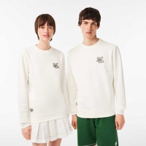 Lacoste SPORT Roland Garros Edition Organic Cotton Sweatshirt White | OHTU-10582