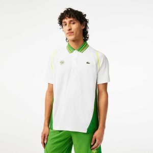 Lacoste SPORT Roland Garros Edition Ultra-Dry Two Tone Polo White / Green | TPBG-43617