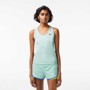 Lacoste SPORT Slim Fit Ribbed Tank Top Mint | IBUQ-64150