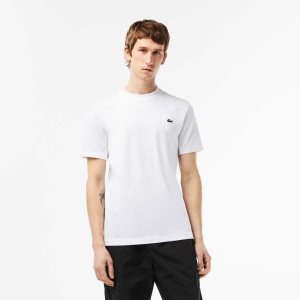 Lacoste SPORT Slim Fit Stretch Jersey T-Shirt White | CQOT-97251