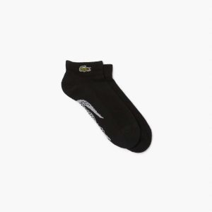 Lacoste SPORT Stretch Cotton Low-Cut Socks Black / Grey Chine | XWCP-84571